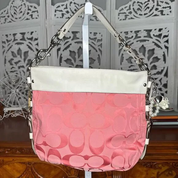 Coach | Bags | Coach F2674 Zoe Signature C Logo Rose Pinkwhite  